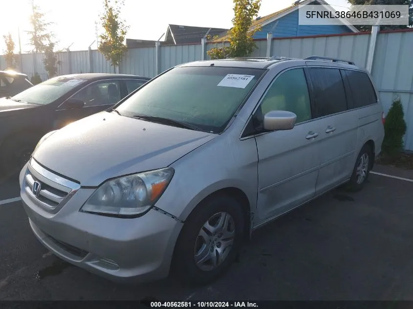 2006 Honda Odyssey Ex-L VIN: 5FNRL38646B431069 Lot: 40562581