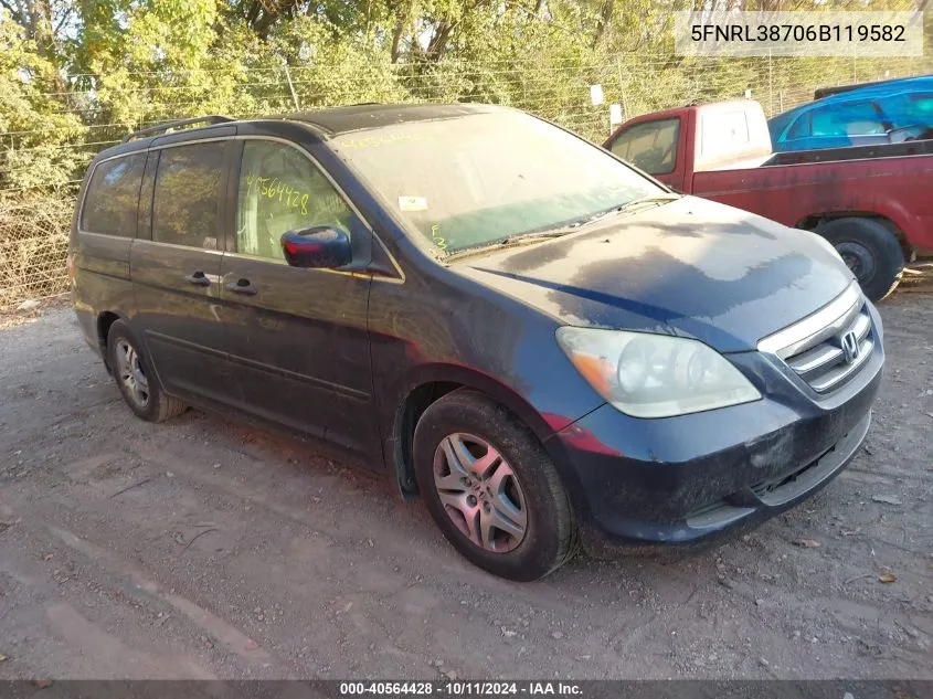 2006 Honda Odyssey Ex-L VIN: 5FNRL38706B119582 Lot: 40564428