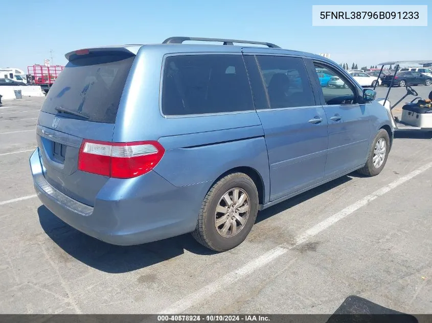 2006 Honda Odyssey Ex-L VIN: 5FNRL38796B091233 Lot: 40578924