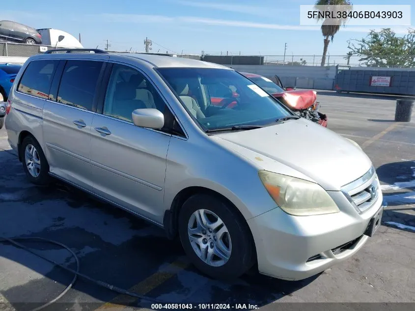 2006 Honda Odyssey Ex VIN: 5FNRL38406B043903 Lot: 40581043