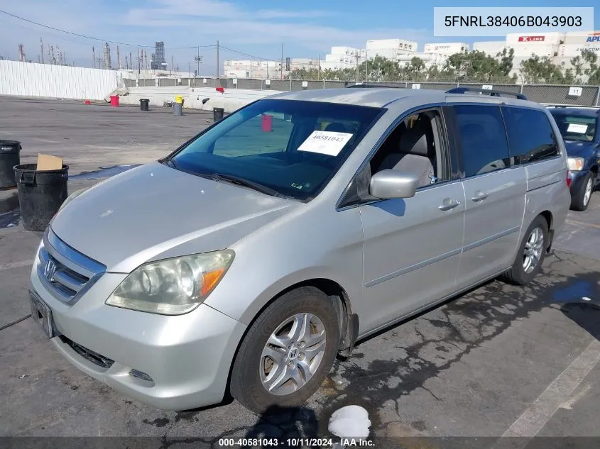 2006 Honda Odyssey Ex VIN: 5FNRL38406B043903 Lot: 40581043