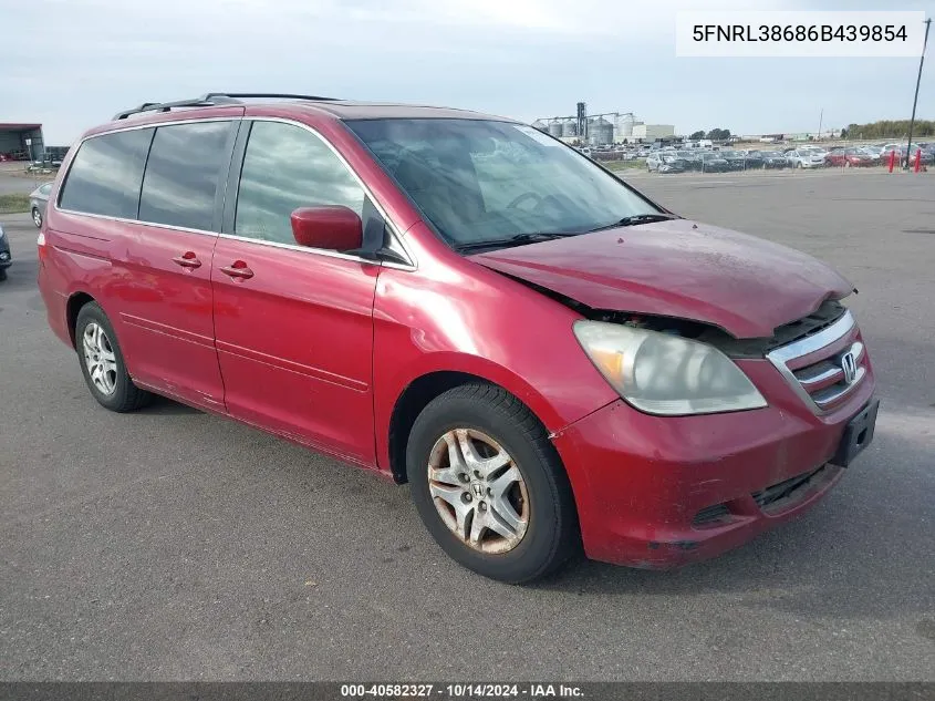 2006 Honda Odyssey Exl VIN: 5FNRL38686B439854 Lot: 40582327