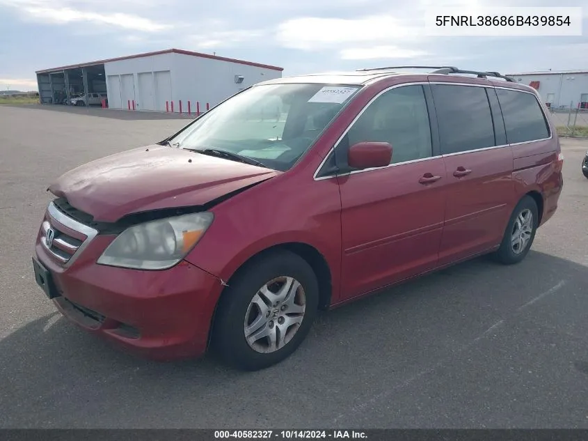 2006 Honda Odyssey Exl VIN: 5FNRL38686B439854 Lot: 40582327