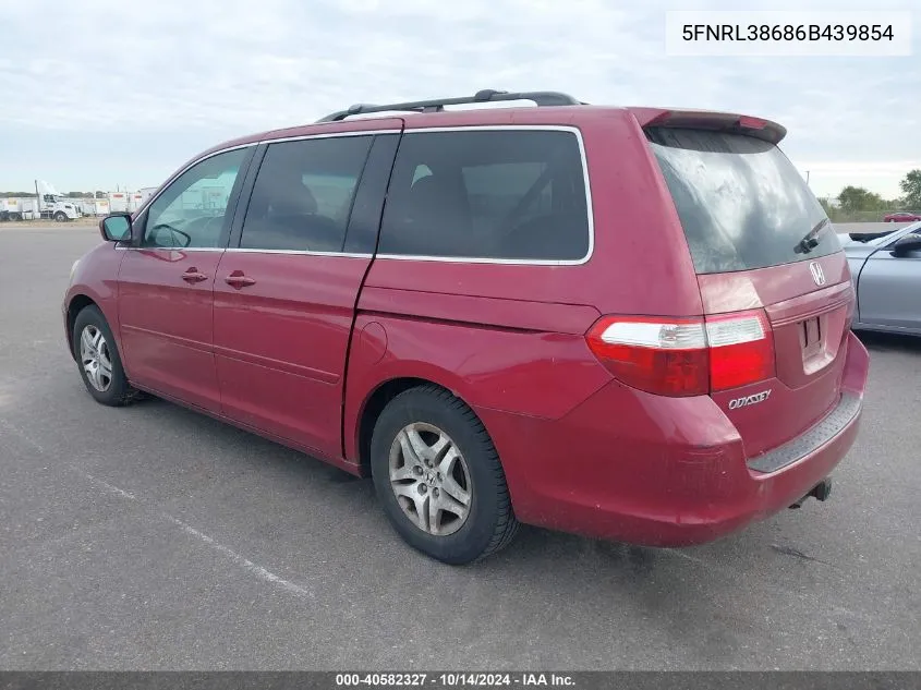 2006 Honda Odyssey Exl VIN: 5FNRL38686B439854 Lot: 40582327