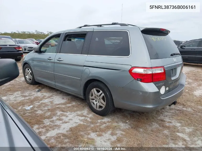 2006 Honda Odyssey Ex-L VIN: 5FNRL38736B006161 Lot: 40586313