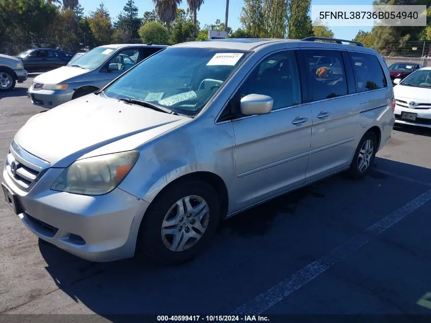 2006 Honda Odyssey Ex-L VIN: 5FNRL38736B054940 Lot: 40599417