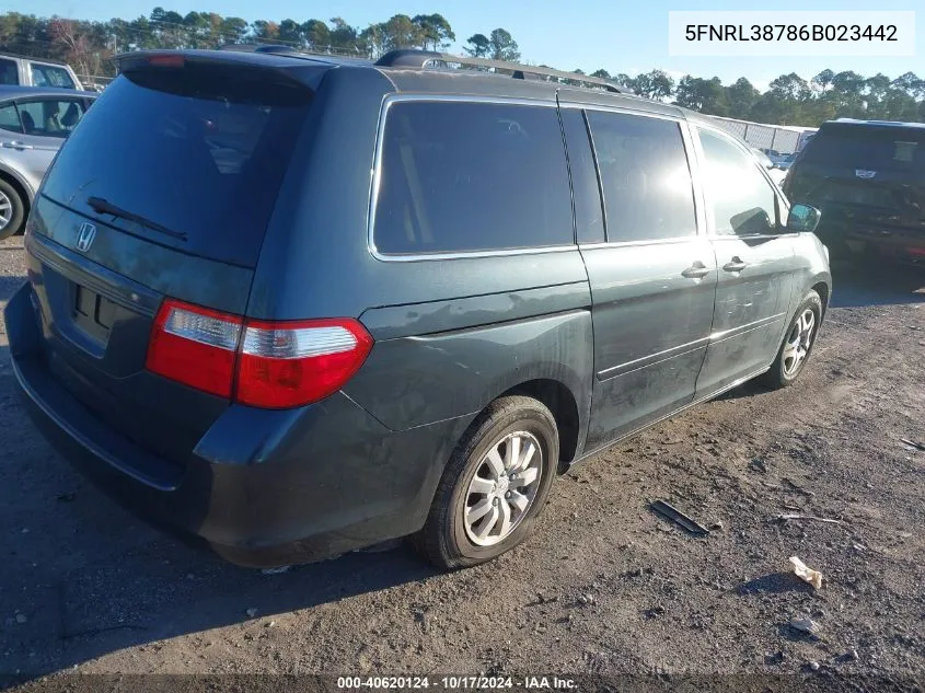 2006 Honda Odyssey Ex-L VIN: 5FNRL38786B023442 Lot: 40620124