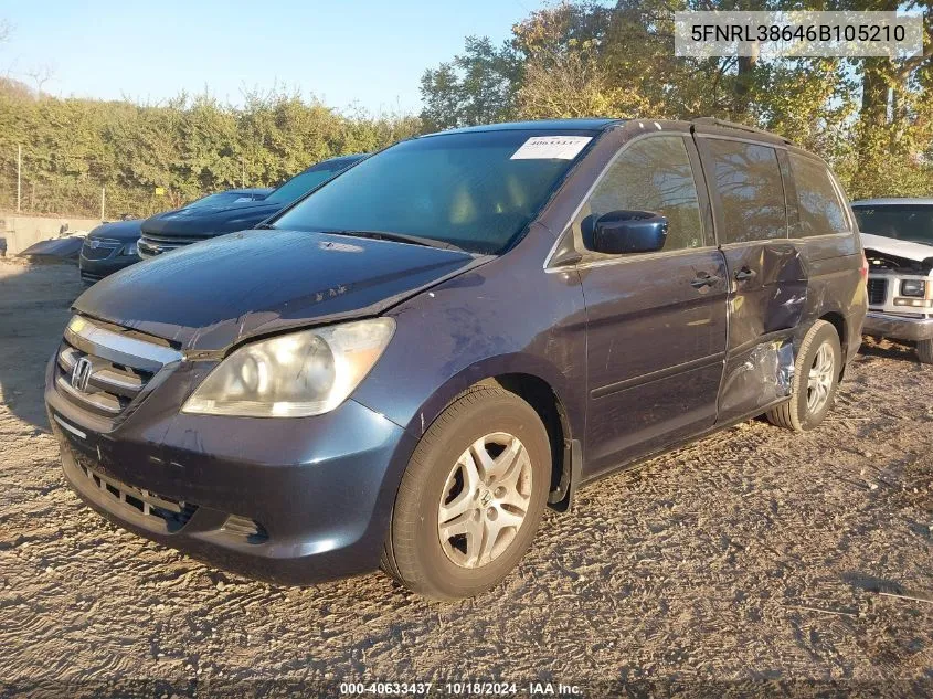 2006 Honda Odyssey Ex-L VIN: 5FNRL38646B105210 Lot: 40633437