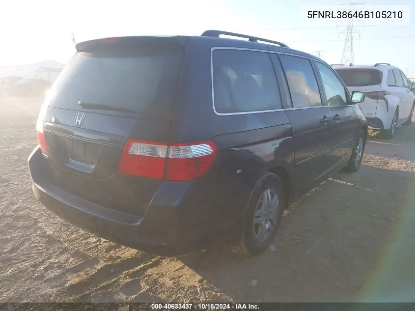 2006 Honda Odyssey Ex-L VIN: 5FNRL38646B105210 Lot: 40633437