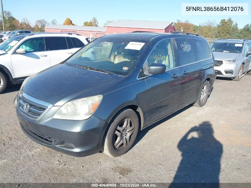 2006 Honda Odyssey Ex-L VIN: 5FNRL38656B412076 Lot: 40640988