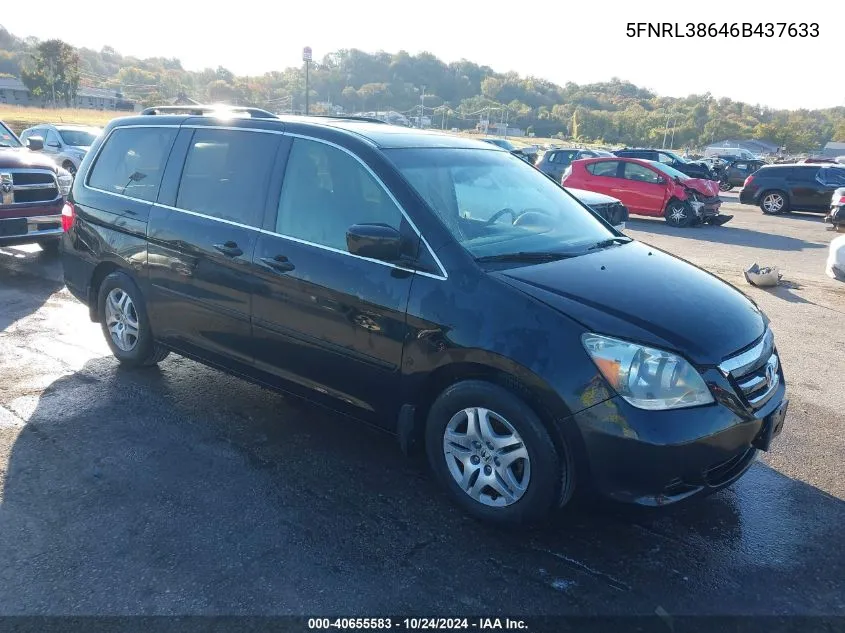 2006 Honda Odyssey Ex-L VIN: 5FNRL38646B437633 Lot: 40655583