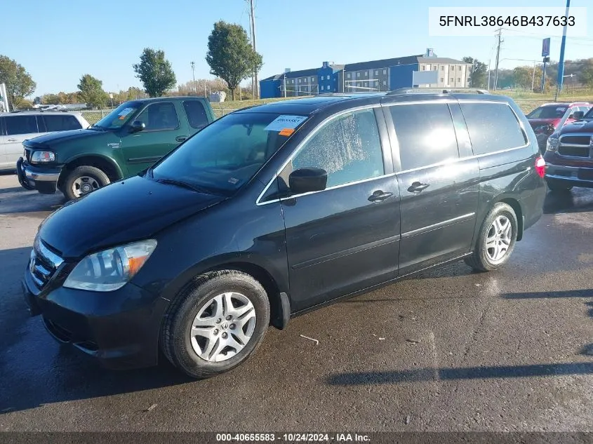 2006 Honda Odyssey Ex-L VIN: 5FNRL38646B437633 Lot: 40655583