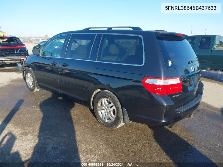 2006 Honda Odyssey Ex-L VIN: 5FNRL38646B437633 Lot: 40655583