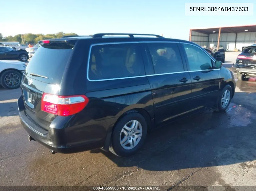 2006 Honda Odyssey Ex-L VIN: 5FNRL38646B437633 Lot: 40655583