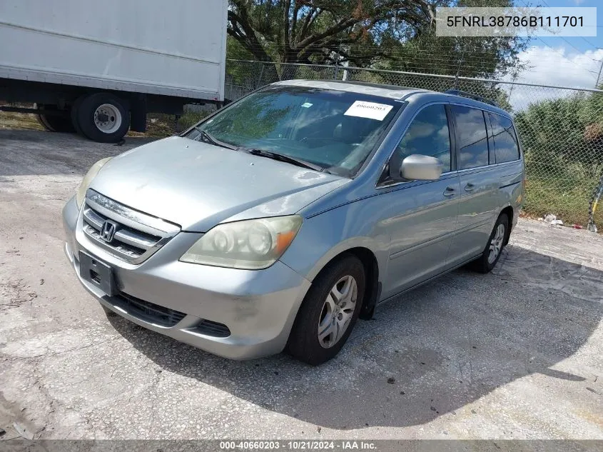 5FNRL38786B111701 2006 Honda Odyssey Ex-L