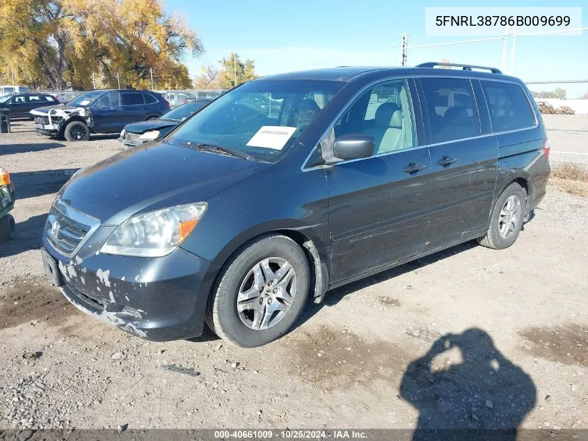 2006 Honda Odyssey Ex-L VIN: 5FNRL38786B009699 Lot: 40661009