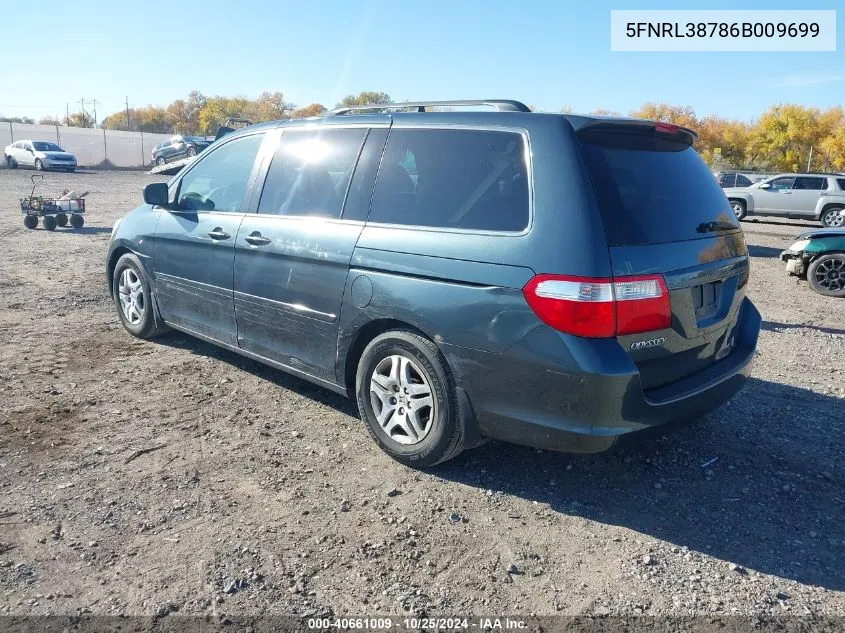 2006 Honda Odyssey Ex-L VIN: 5FNRL38786B009699 Lot: 40661009