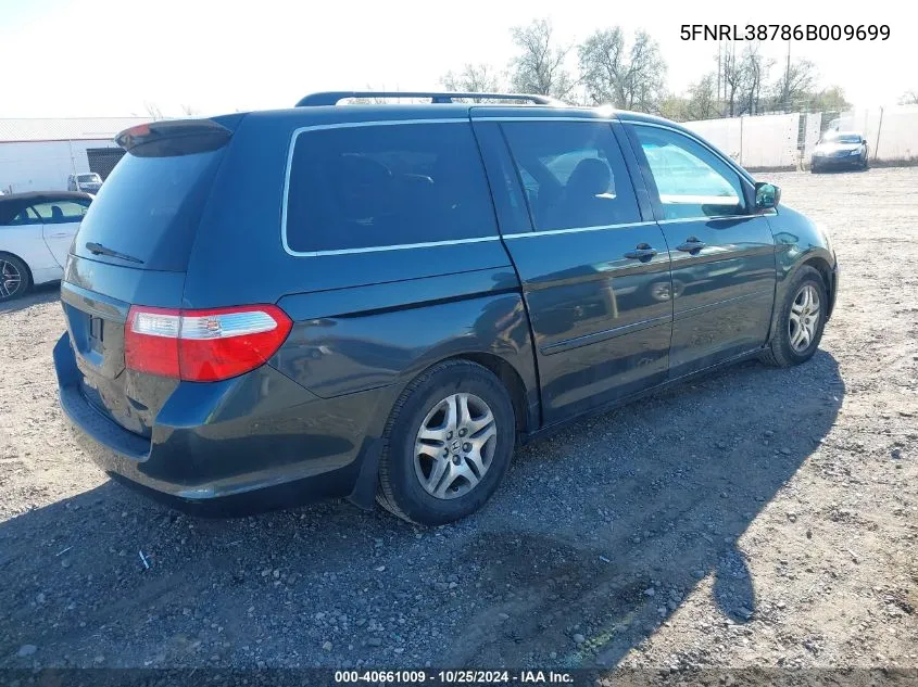 2006 Honda Odyssey Ex-L VIN: 5FNRL38786B009699 Lot: 40661009