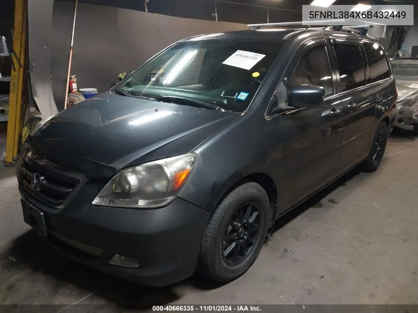 2006 Honda Odyssey Ex VIN: 5FNRL384X6B432449 Lot: 40666335