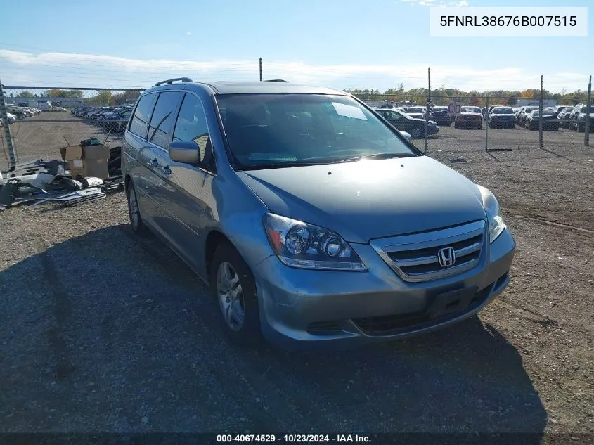 2006 Honda Odyssey Ex-L VIN: 5FNRL38676B007515 Lot: 40674529