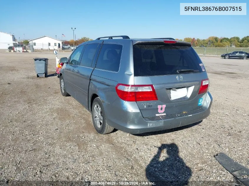 2006 Honda Odyssey Ex-L VIN: 5FNRL38676B007515 Lot: 40674529