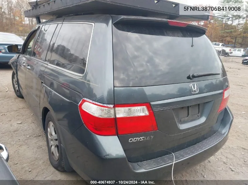 2006 Honda Odyssey Ex-L VIN: 5FNRL38706B419008 Lot: 40674937