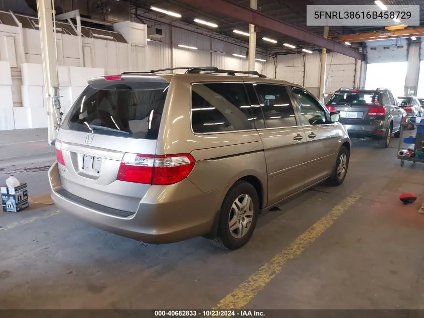 2006 Honda Odyssey Ex-L VIN: 5FNRL38616B458729 Lot: 40682833