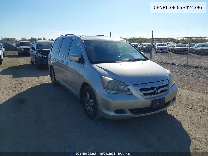 5FNRL38666B424396 2006 Honda Odyssey Ex-L