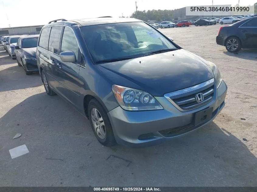 2006 Honda Odyssey Ex-L VIN: 5FNRL38646B419990 Lot: 40695749