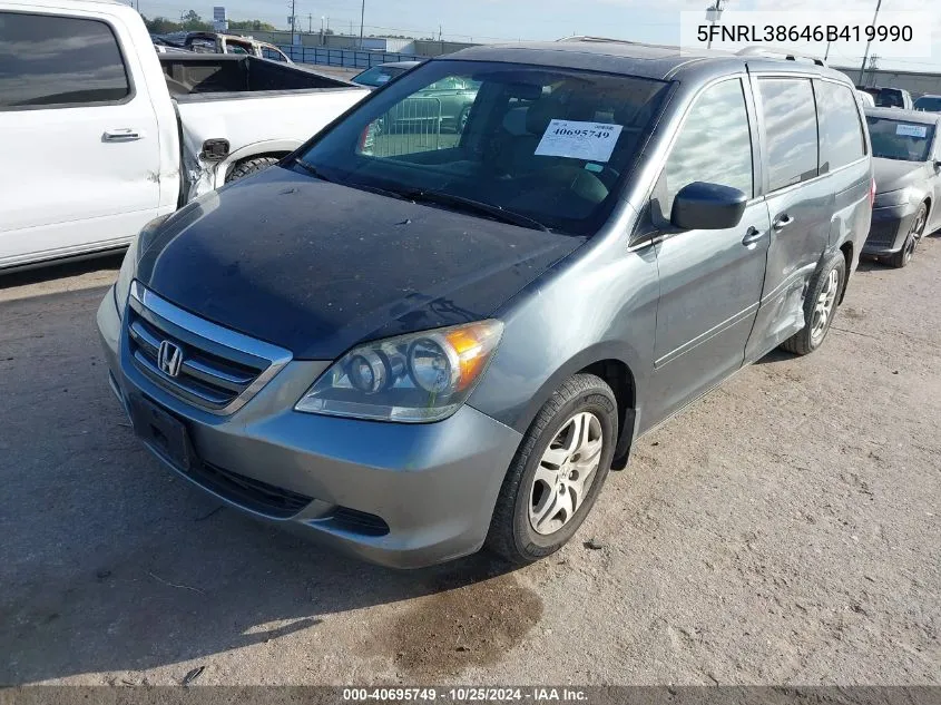 2006 Honda Odyssey Ex-L VIN: 5FNRL38646B419990 Lot: 40695749