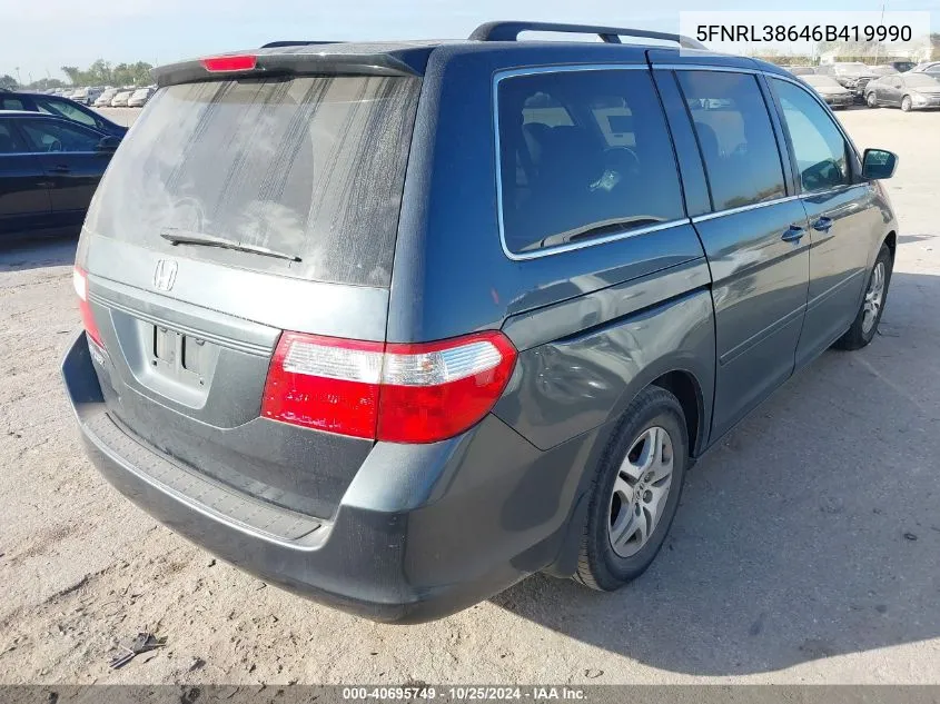 2006 Honda Odyssey Ex-L VIN: 5FNRL38646B419990 Lot: 40695749