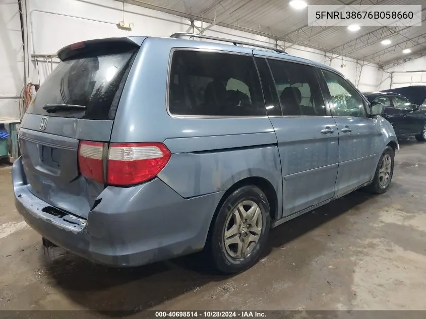 2006 Honda Odyssey Ex-L VIN: 5FNRL38676B058660 Lot: 40698514