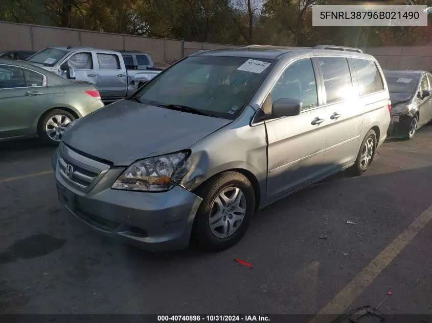 2006 Honda Odyssey Ex-L VIN: 5FNRL38796B021490 Lot: 40740898