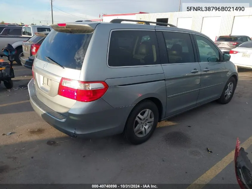 2006 Honda Odyssey Ex-L VIN: 5FNRL38796B021490 Lot: 40740898