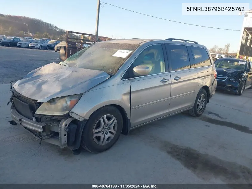 2006 Honda Odyssey Ex-L VIN: 5FNRL38796B425762 Lot: 40764199