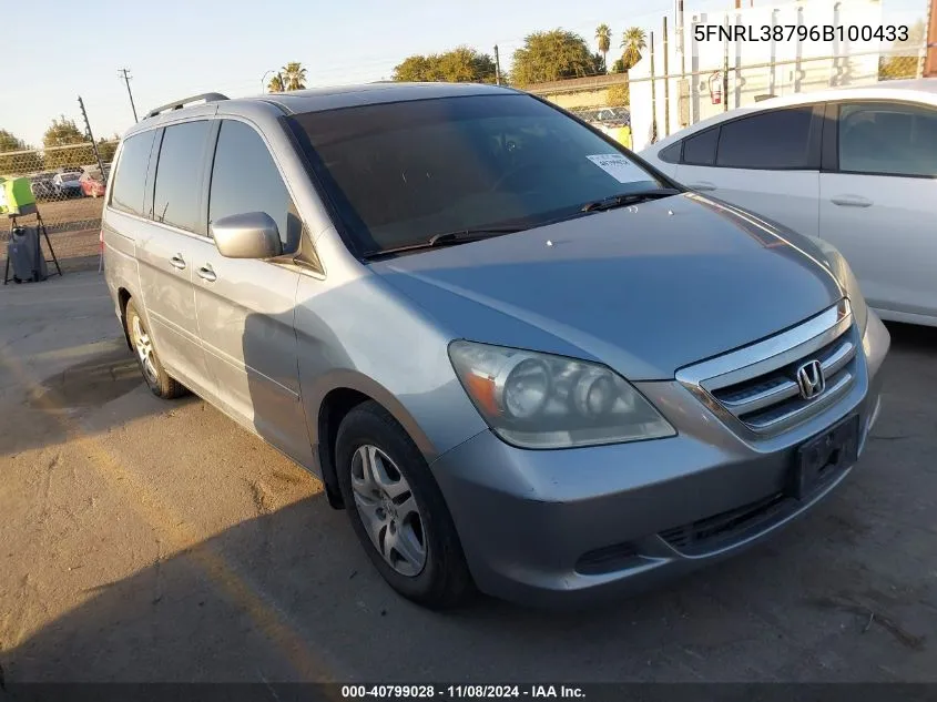 2006 Honda Odyssey Ex-L VIN: 5FNRL38796B100433 Lot: 40799028