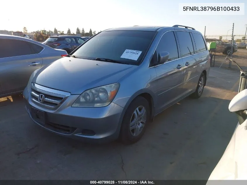 2006 Honda Odyssey Ex-L VIN: 5FNRL38796B100433 Lot: 40799028