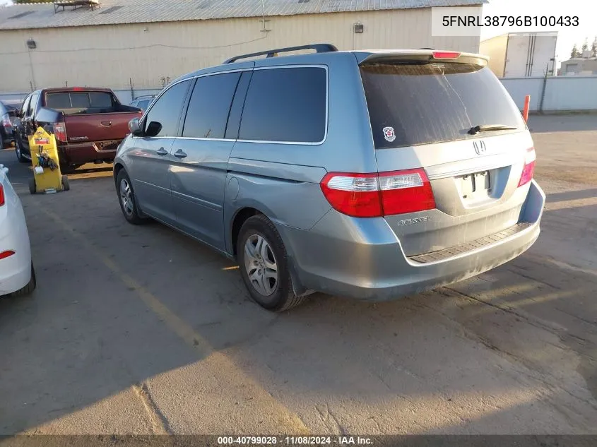 2006 Honda Odyssey Ex-L VIN: 5FNRL38796B100433 Lot: 40799028