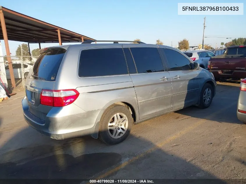 2006 Honda Odyssey Ex-L VIN: 5FNRL38796B100433 Lot: 40799028