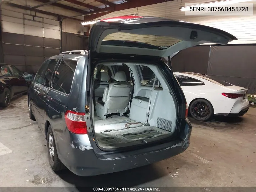 2006 Honda Odyssey Ex-L VIN: 5FNRL38756B455728 Lot: 40801734