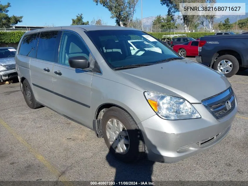 2006 Honda Odyssey Lx VIN: 5FNRL38216B071627 Lot: 40807393