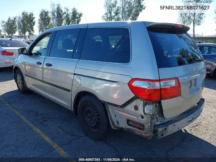 2006 Honda Odyssey Lx VIN: 5FNRL38216B071627 Lot: 40807393