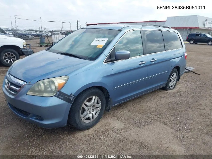 5FNRL38436B051011 2006 Honda Odyssey Ex