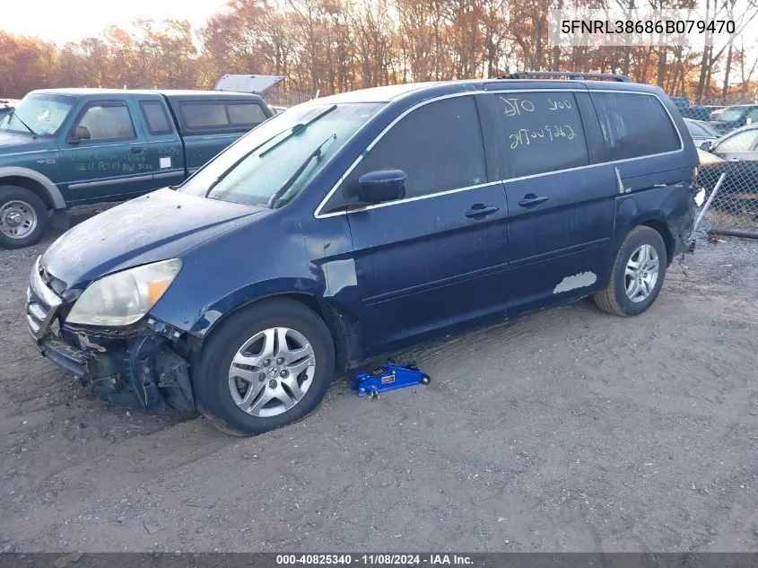 2006 Honda Odyssey Ex-L VIN: 5FNRL38686B079470 Lot: 40825340