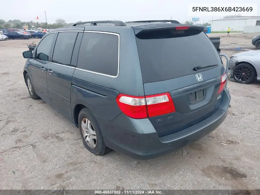 2006 Honda Odyssey Ex-L VIN: 5FNRL386X6B423669 Lot: 40837802