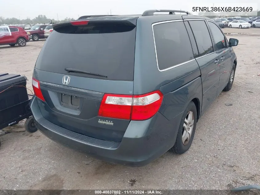 2006 Honda Odyssey Ex-L VIN: 5FNRL386X6B423669 Lot: 40837802