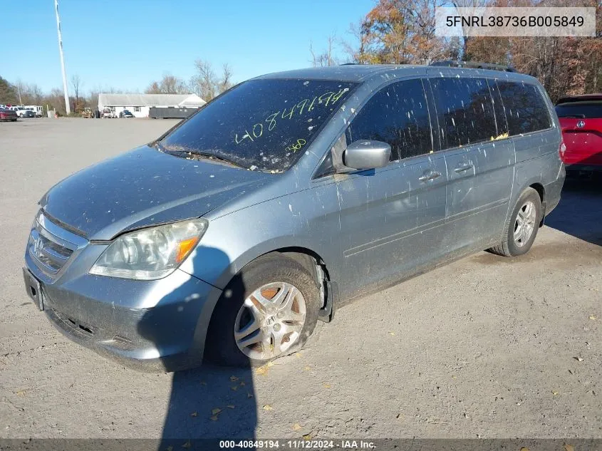 5FNRL38736B005849 2006 Honda Odyssey Ex-L