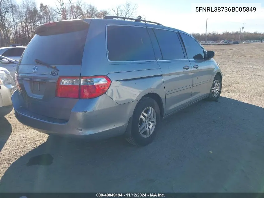 5FNRL38736B005849 2006 Honda Odyssey Ex-L