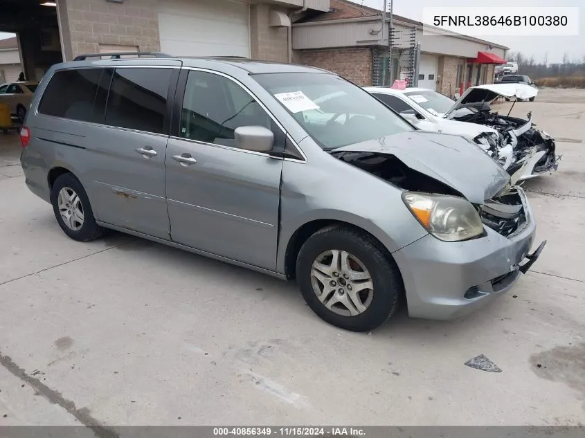 2006 Honda Odyssey Ex-L VIN: 5FNRL38646B100380 Lot: 40856349