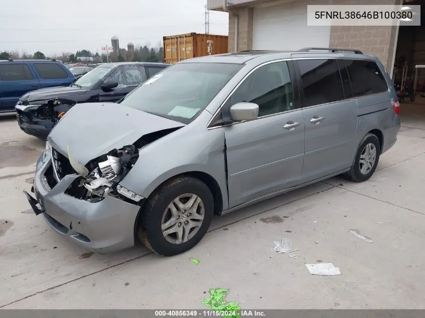 2006 Honda Odyssey Ex-L VIN: 5FNRL38646B100380 Lot: 40856349